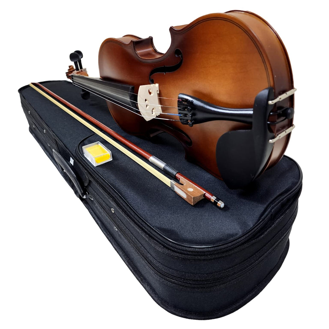Violin 4/4 Full Size High Grade Solid Wood with Hardcase, Rosin,Bow, Extra Set String. (Matte Brown)