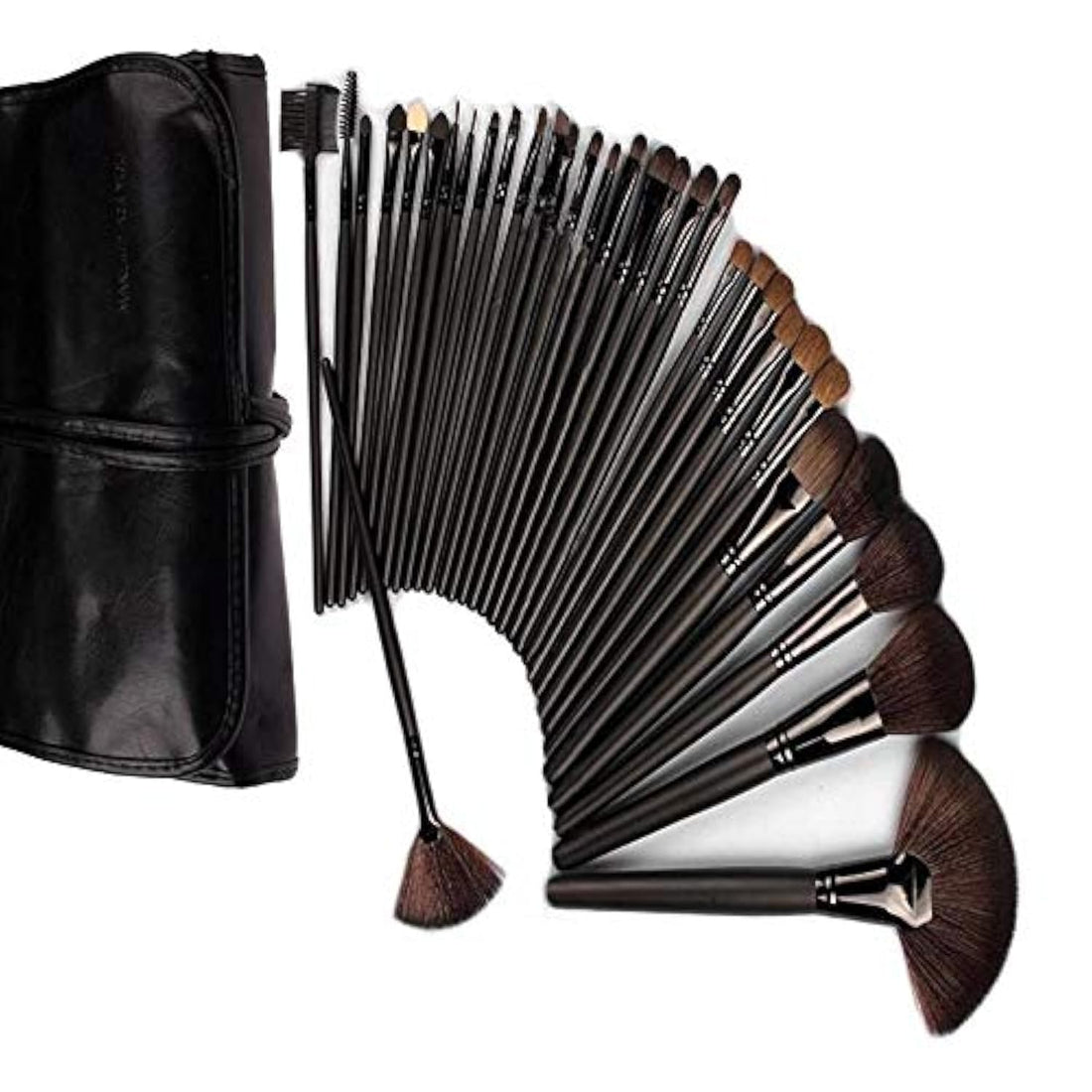 24 Pcs Leopard Cosmetic Makeup Powder Soft Brushes Set Tool Kit Holder Bag