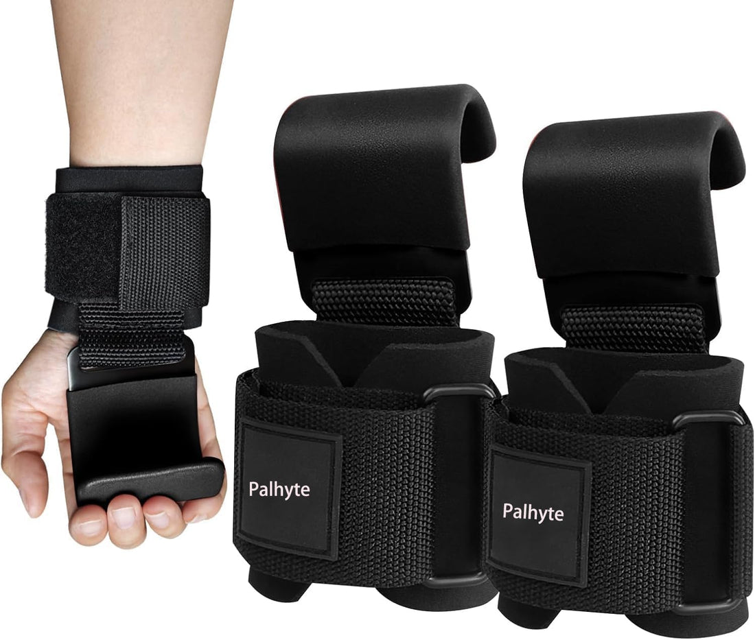 Lifting Hooks for Weight Lifting, Heavy-Duty Wrist Support with Non-Slip Steel Hooks Hand Grip Support for Deadlift Weightlifting Gym Gloves for Men and Women