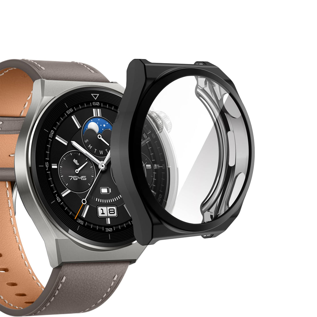 Beauenty All-Inclusive Anti-Drop Electroplating Cover with Screen Protector for Huawei Watch GT 3 Pro (46mm Black)