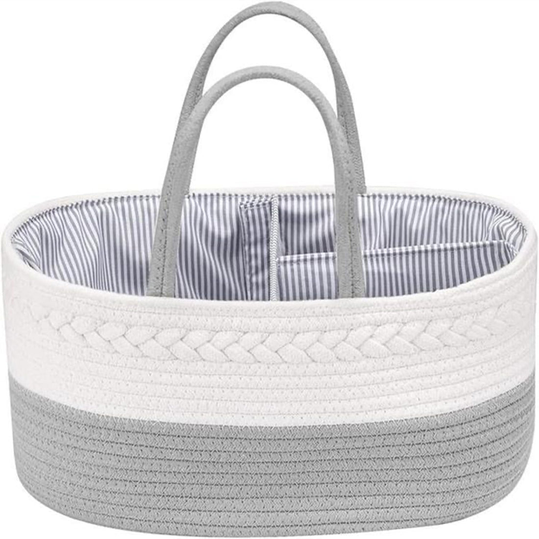 Uand Home Diaper Caddy Organizer for Baby, Cotton Rope Baby Diaper Caddy Basket,Caddy Organizer Baby,Nursery Changing Basket Diaper Storage Basket Bin,Diaper Basket for Changing Table (Grey)
