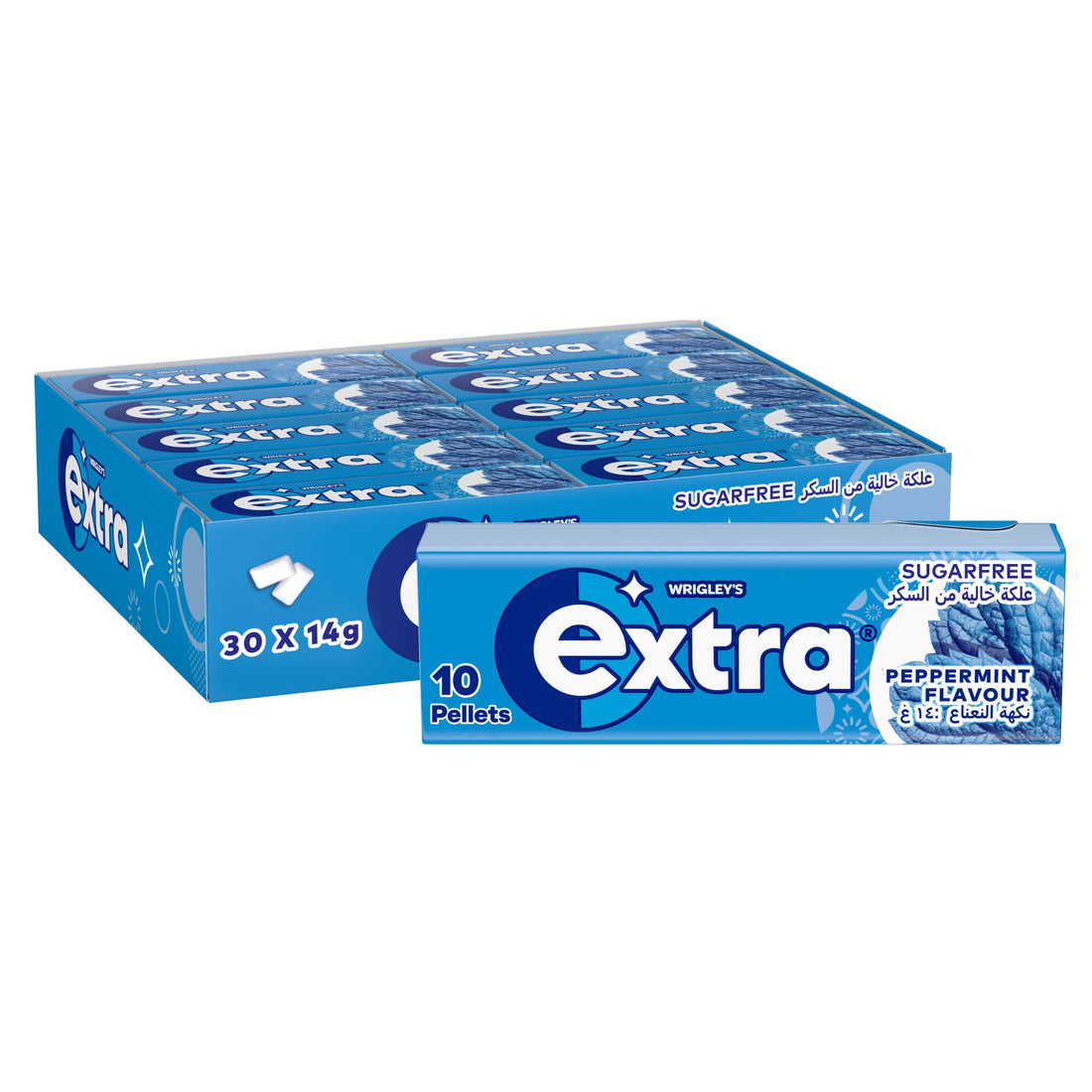 Extra White Peppermint Chewing Gum, Sugar Free, Pack of 30 x 10 Grains, Enjoy Freshness Wherever You Are, Prepare for Every Opportunity