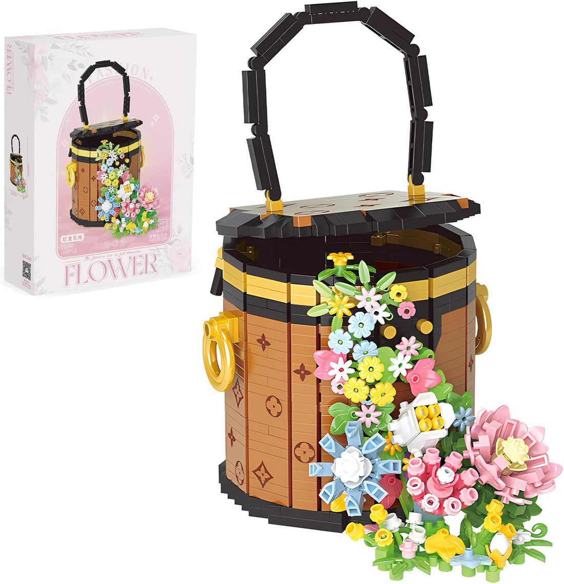TOYS LAND Flower Bouquet Building Blocks Set, 1181PCS Mini Bricks Kit, Plants Building Kit for Home Decor, Birthday Gifts for Kids & Adults (Flowers B)