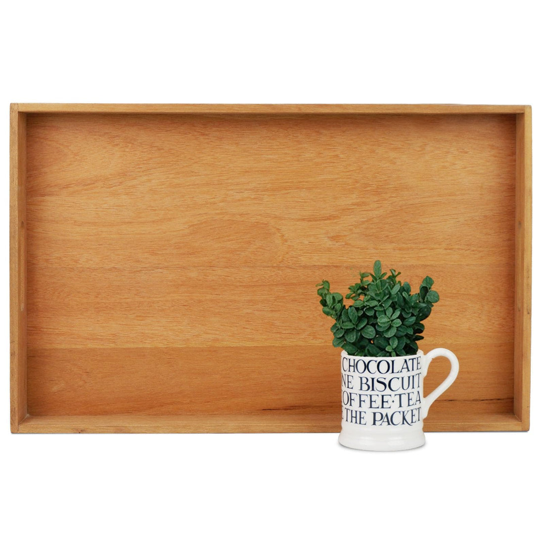 22 x 14 Inches Large Rectangle Teak Wood Ottoman Tray with Handles, Serve Tea, Coffee, Classic Wooden Decorative Serving Tray