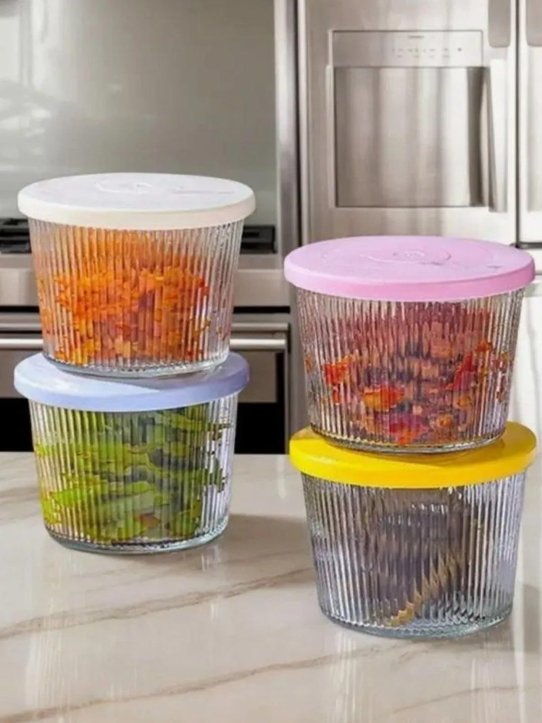 Mini Ribbed Glass Jar 200ml with Airtight Lid for Dessert Serving and Spice Storage Small Glass Container for Snacks and Food Preservation Clear