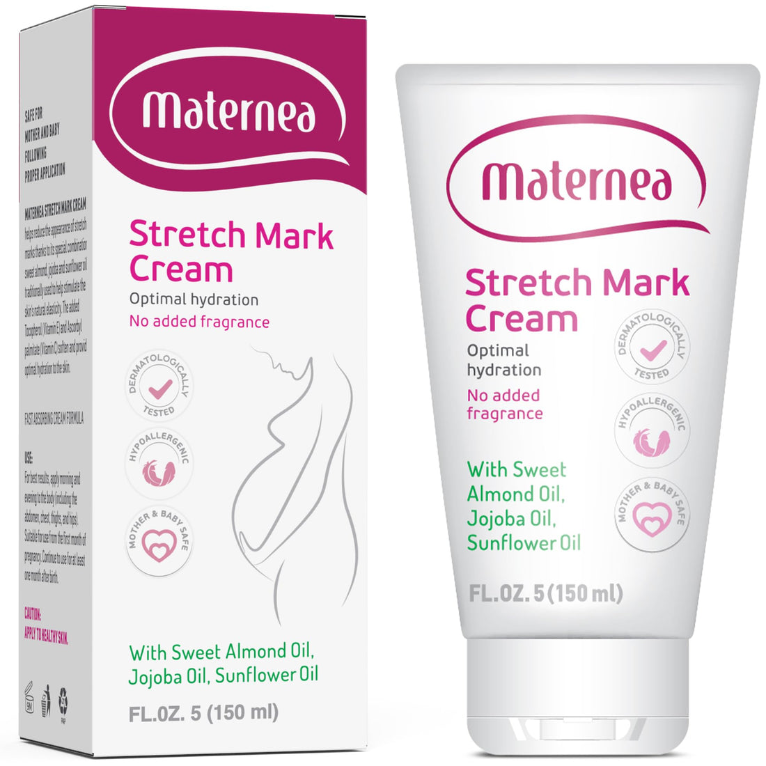 Anti-Stretch Mark Body Cream 150ML - Vitamin E & Jojoba Oil - Stretch Mark Prevention - Cream - Adult - Perfume Free