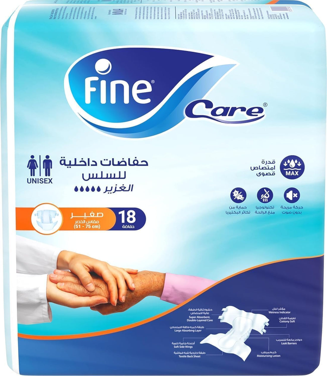 Fine Care Incontinence Adult Diapers breifs, Small Size,Waist 51-75 cm, Count 18
