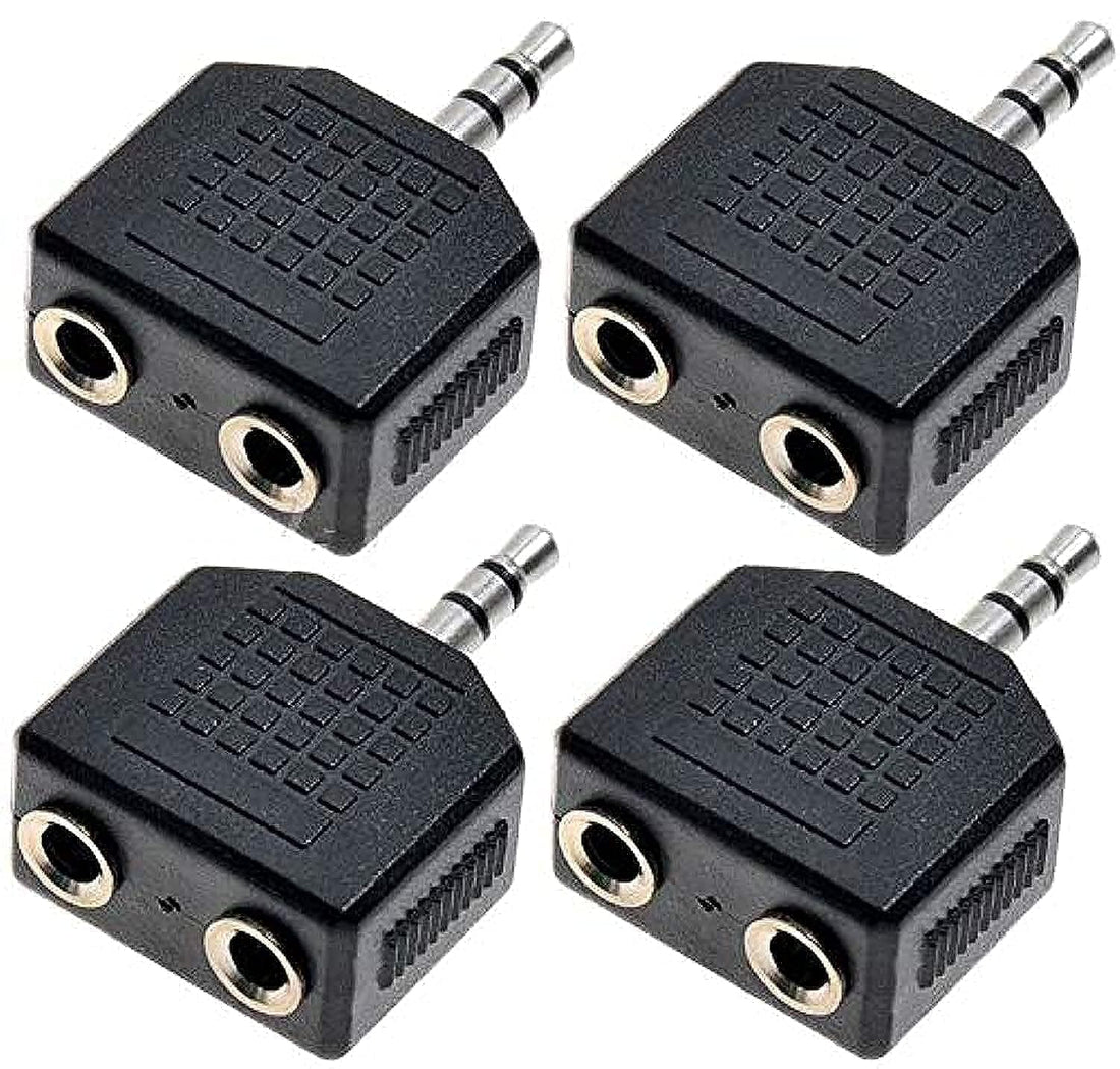 4pcs 3.5mm Audio Headphone Cable Cord Splitter Adapter Jack Y One to Two Stereo, Wired