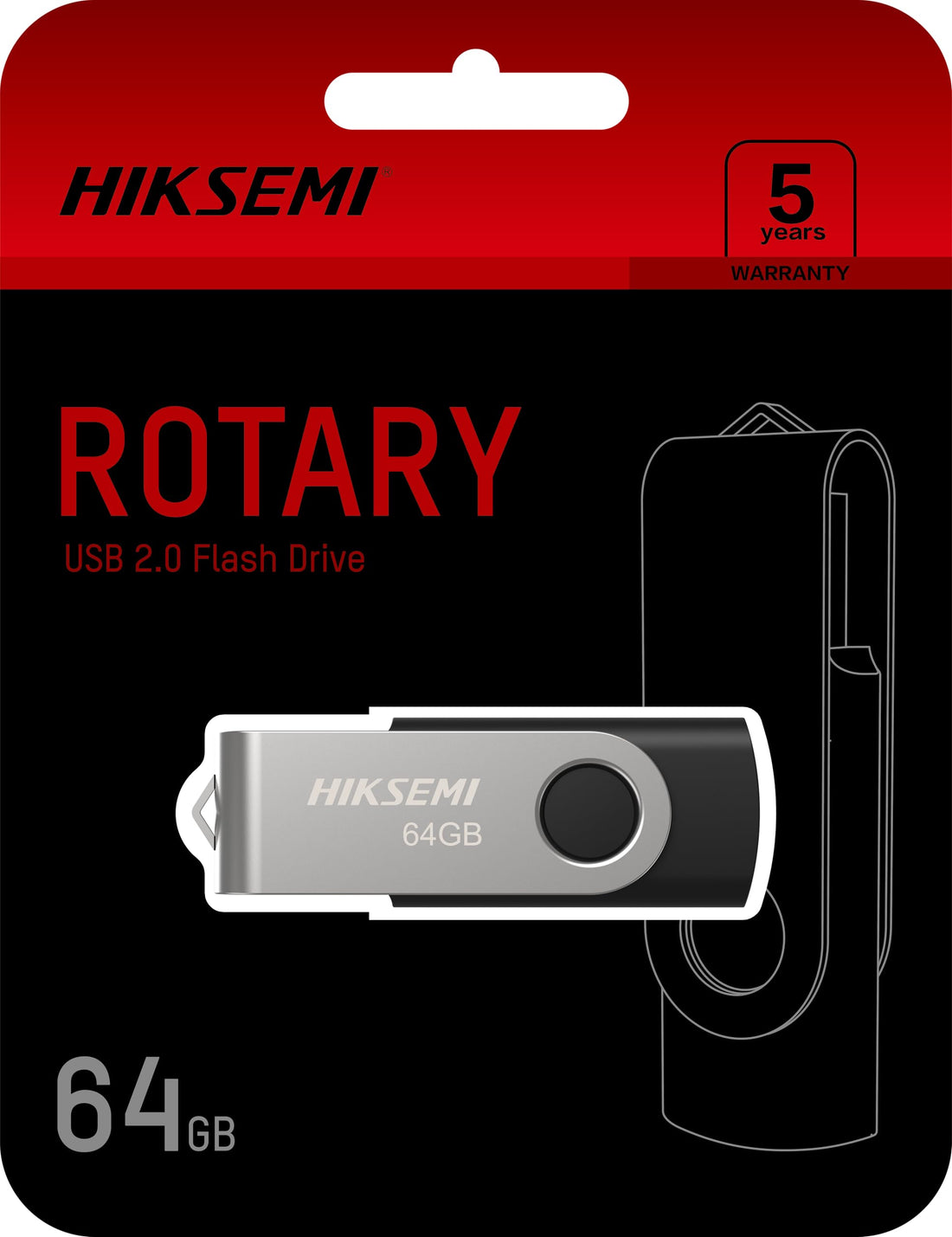 HIKSEMI 64 USB 2.0 Rotary Pendrive, Silver/Black | HS-USB-M200S 64G |