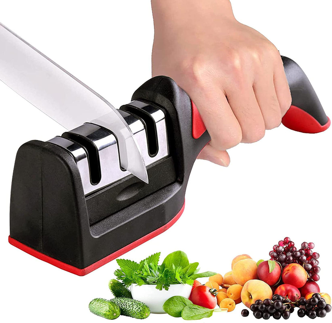 Necomi Knife Sharpener, Necomi® مبراة سكين, Kitchen Knife Sharpener for Sharpening and Polishing Kitchen Knives with Easy Manual Sharpening for Straight Knives Perfect for Household and Chef’s Choice
