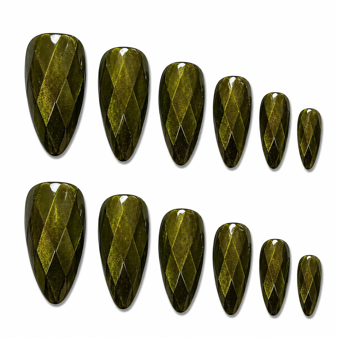 Press-On Nails Set, ABS Material, Glossy Finish, Reusable, 12 Pieces, for Daily Wear and Special Occasions (Dark Olive)