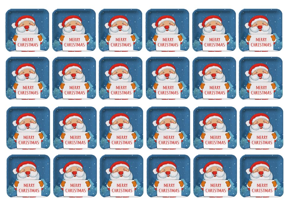 Party plates in distinctive shapes for Christmas, SANTA size (24x24), pack of 24 pieces