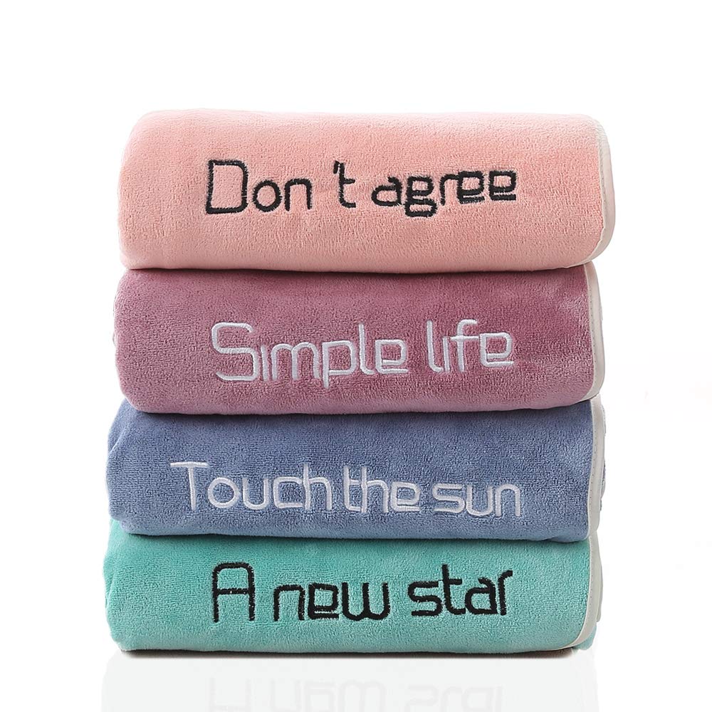 JSPYFITS Microfibre Face Towel Set, 4 Packs Super Soft Quick Drying Workout Sweat Towels, Hanging and Special Embroidery Design Absorbent Hand Towel for Gym,Bathroom,Hiking,Travel,Beach 35x75cm