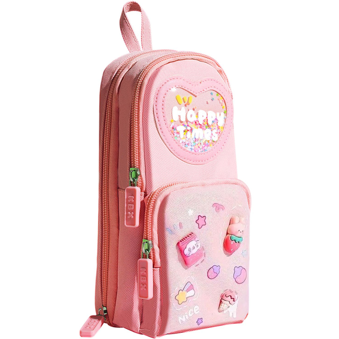 Pencil Case for Girls, Cute Backpack Pencil Pouch with 6 Compartments, Large Capacity School Supplies Organizer for Pens, Makeup, Gadgets - School Supplies for Girl, Pink, Cute