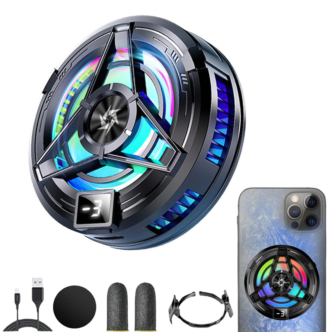 Phone Cooler, Mobile Cooler For Gaming Gaming Cooler With Digital Display, Universal Phone Cooler Gaming Fan Cooling Fan For Mobile, Gaming Cooler For Mobile Suitable For Most Smartphones