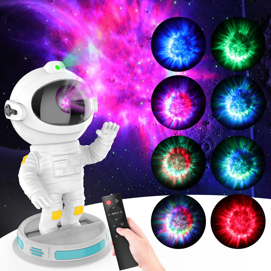 Galaxy Projector, LED Astronaut Projector for Bedroom, Astronaut Galaxy Projector with Remote Control and Timer, Star Projector with Nebula, Spaceman Light Projector for Kid and Adult, White