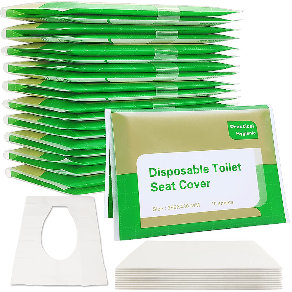 100Pcs Toilet Seat Paper Covers Disposable,Portable Travel Toilet Seat Cover for Adults,Kids Toddlers Potty Training,10 Individually Packaged