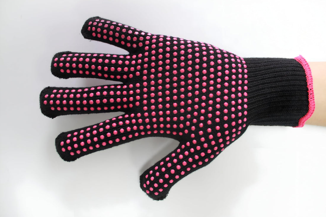 Heat Resistant Glove - 2-Pack Professional Mitts with Silicone Bumps for Safe Hair Styling, Ideal for Curling Irons, Flat Irons, and Hot-Air Brushes