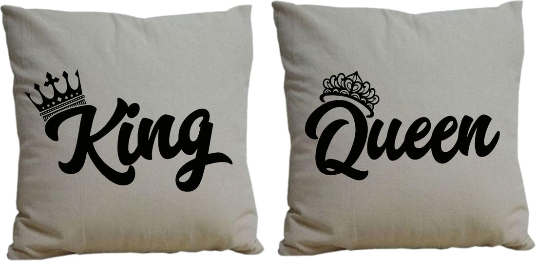 Wedding King & Queen Mr & Mrs Print Linen Throw Cushion Case Home Decoration Sofa Pillow Case Cover - 40x40 cm hidden zipper