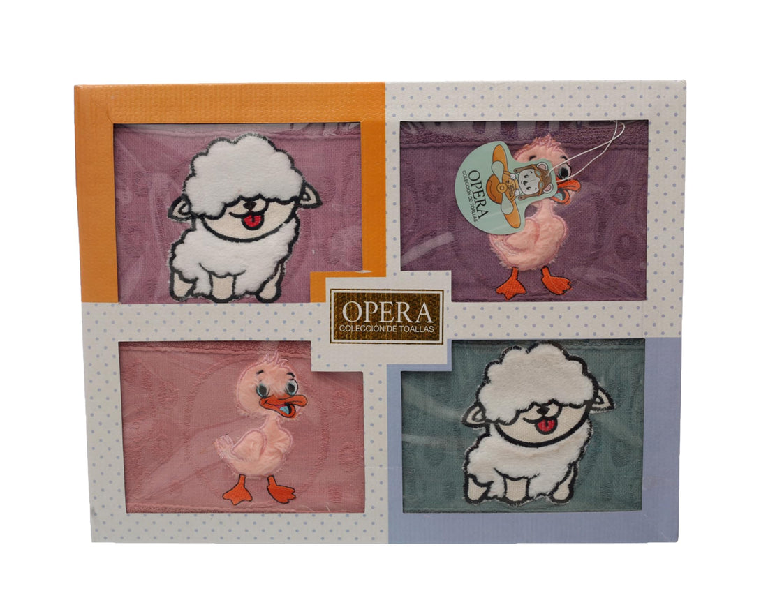 Opera Set of 4 Towels 60 * 80 100% Cotton, Anti-Pilling and Shrinkage Treatment, Multicolor - 17892-129