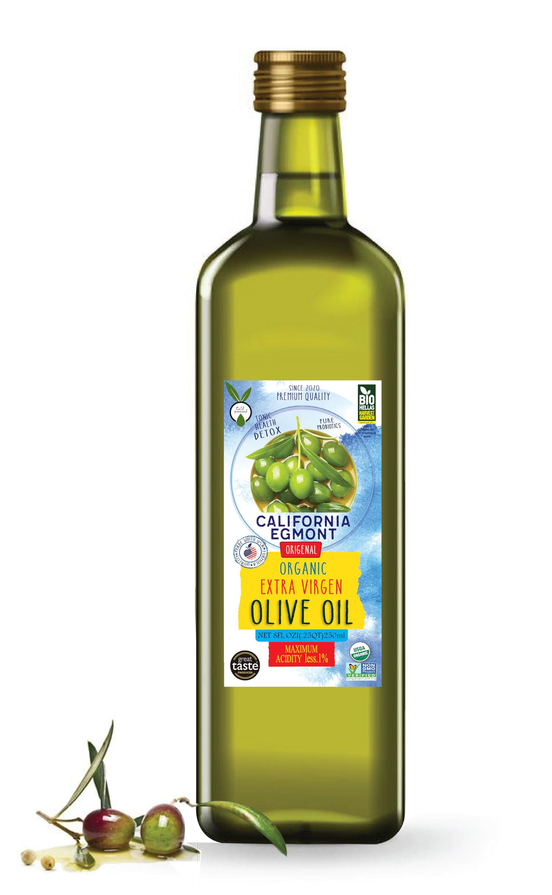 California Egmont Extra Virgin Olive Oil Cold Pressed to Maintain Its Rich and Well-Balanced Flavor, Less Than 1% Acidity (250g, Raw Virgin Olive Oil)