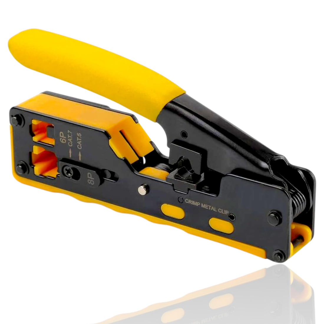 RJ45 Multifunctional Crimp Tool, Modular Data Cable Crimper/clamp, Suitable for RJ11/RJ12 Standard, Pass Through Connector, Small Rubber Pliers, Ethernet Cable Stripping, Stripper Carbon Steel