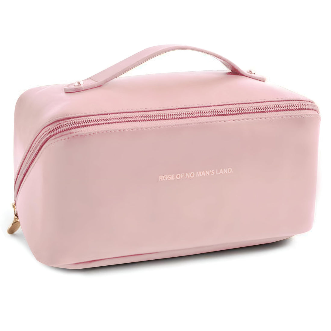 Makeup Organizer - Spacious Travel Cosmetic Bag with Waterproof PU Leather, Durable Handle, Ideal for Carrying Beauty Essentials and Accessories On-the-Go (Pink)