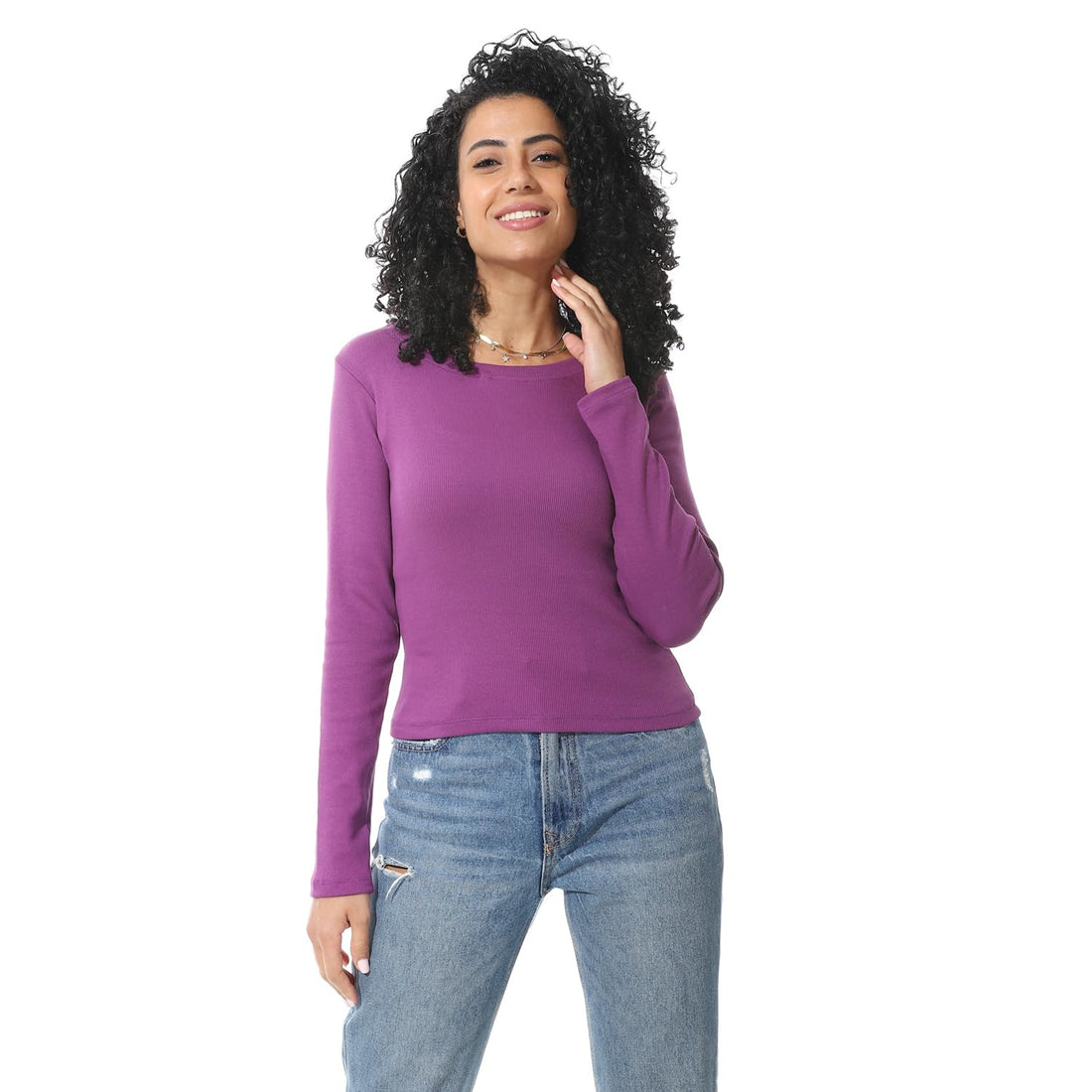 Andora Womens Long Sleeves Ribbed Top Western