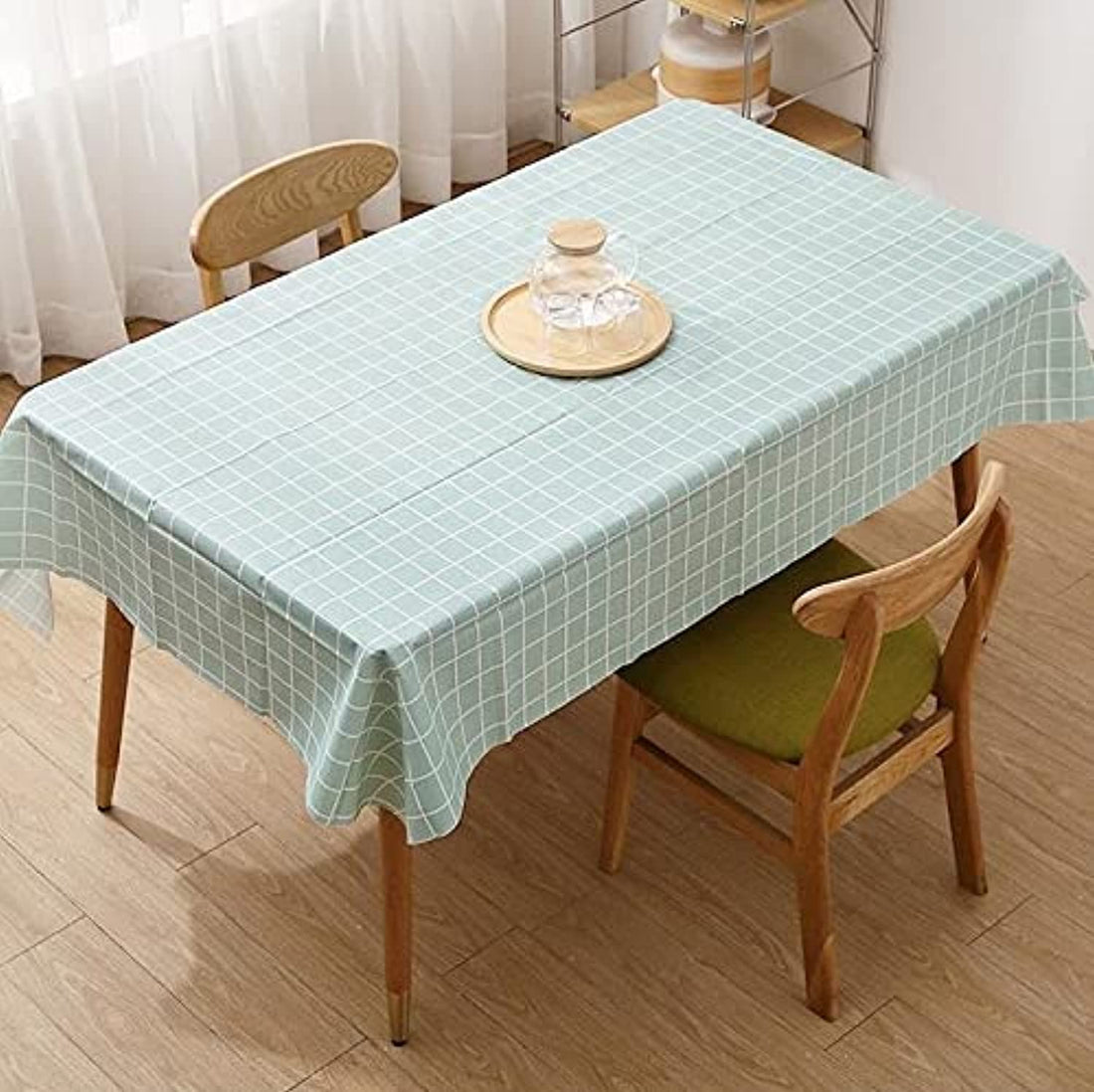 PVC Plastic Waterproof Rectangle Vinyl Tablecloth,Washable Tablecloth For Dinner/Party/Holiday/Indoor/Outdoor - 60"x54"(Light Green)