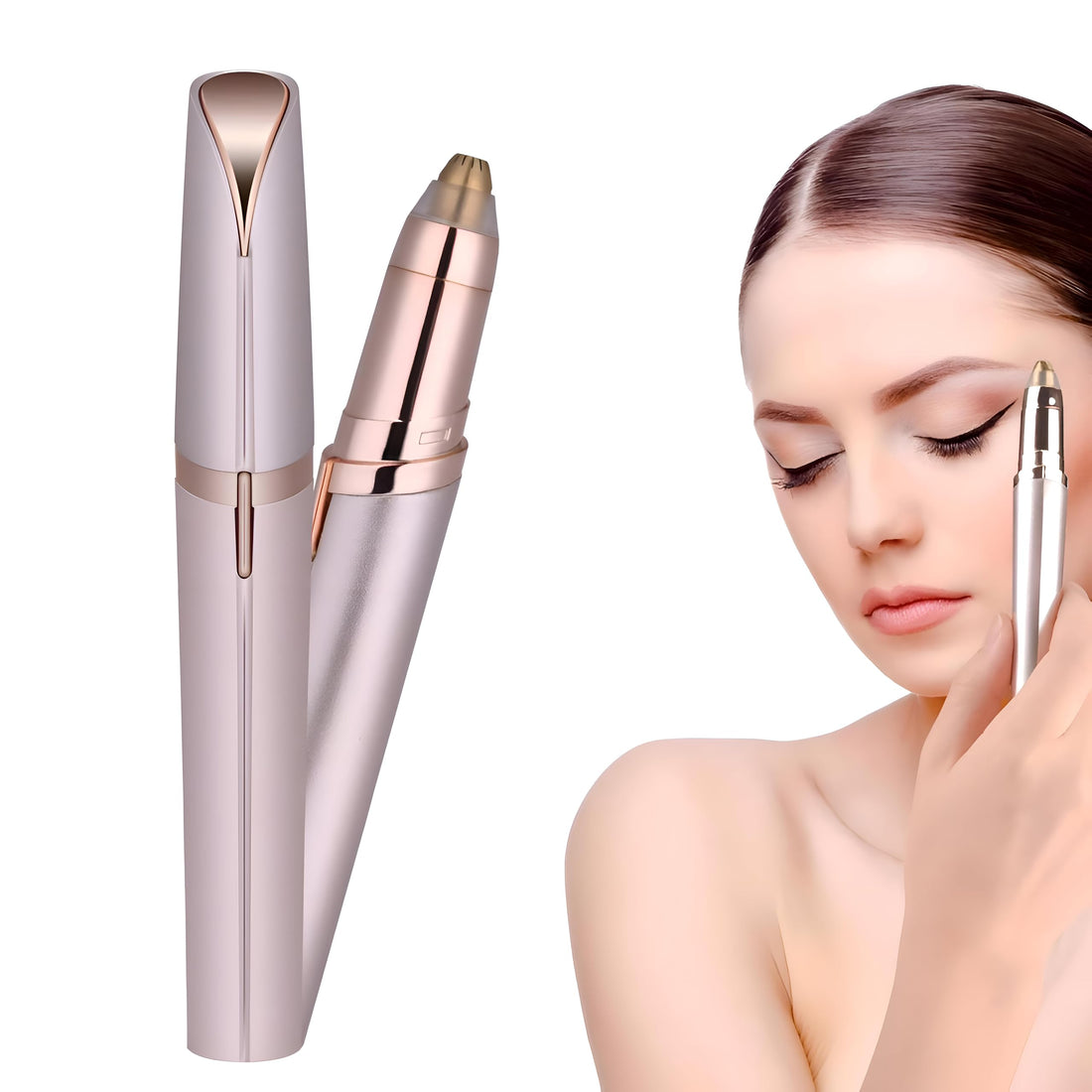 Eyebrow Hair Trimmer:Portable USB Charging Precision Hair Removal Razor for Face and Nose Shaver Available in Al-Israa (Pink)