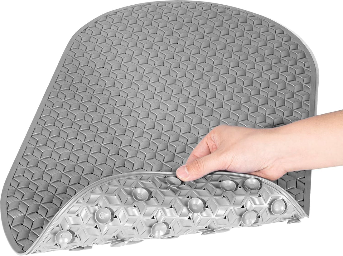 Non-Slip Bath Mat - Shower Mat with Suction Cups on the Back (Gray)