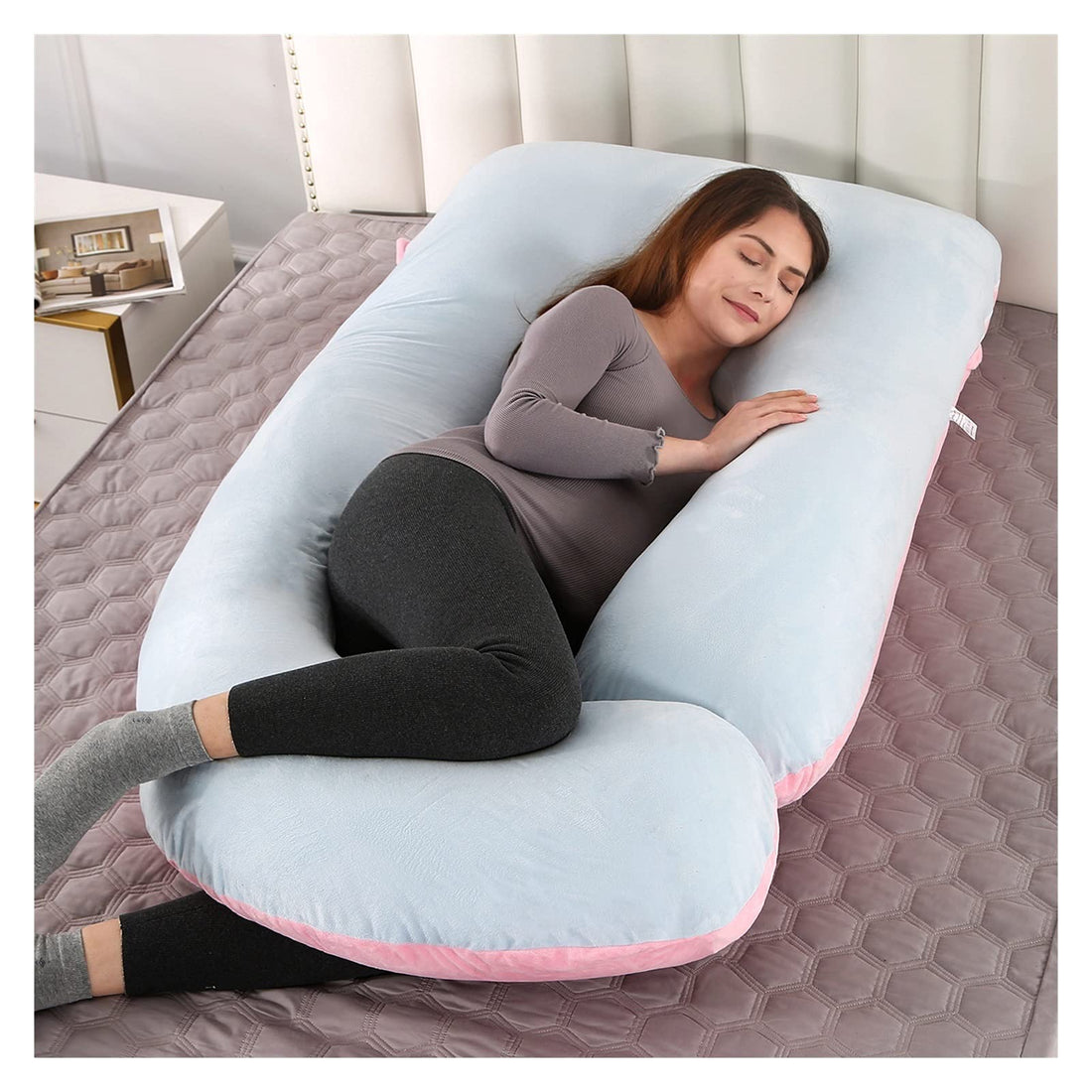 Moro Moro 3 Maternity Pillows For Full Body Sleeping, U Shaped Soft Comfortable Pregnancy Pillow With Velvet Cover, Removable Washable, Nursing, Back Support, Neck, Hip, Belly, For Adults