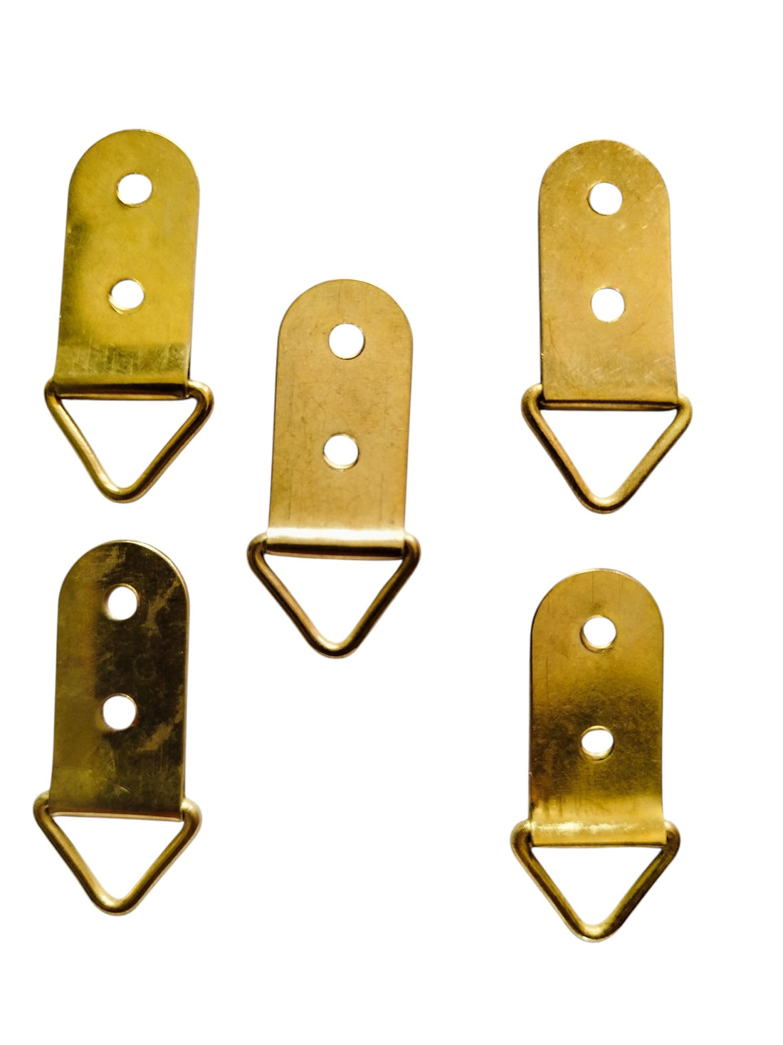 Gold Triangle Picture Hanging Rings, 30x14mm, Set of 5, for Hanging Photos and Watches