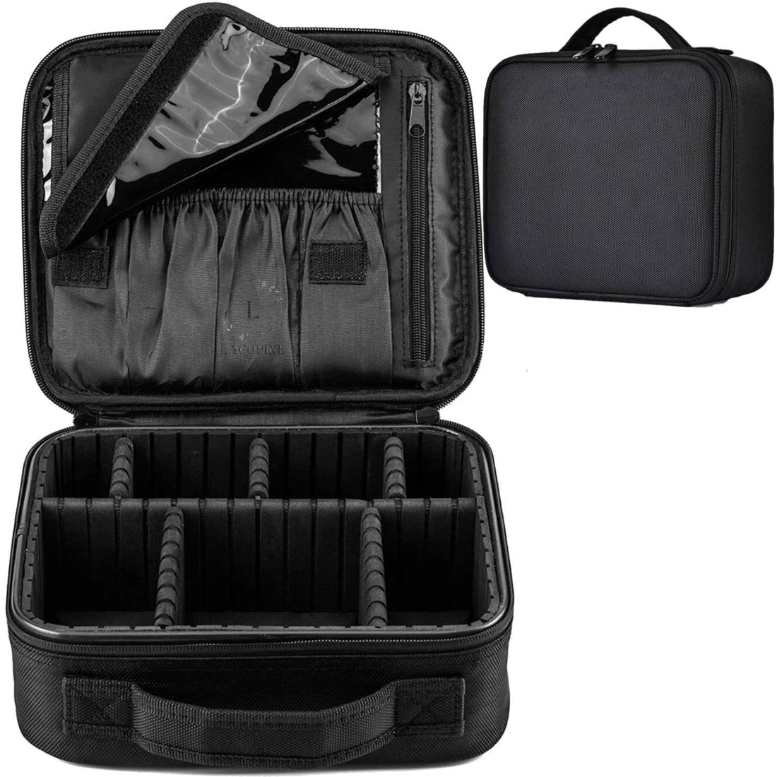 Makeup Train Case, Professional Cosmetic Organizer Make Up Artist Box with Adjustable Dividers for Women, BLACK, 12 INCH (1 LAYER), Travel Accessories