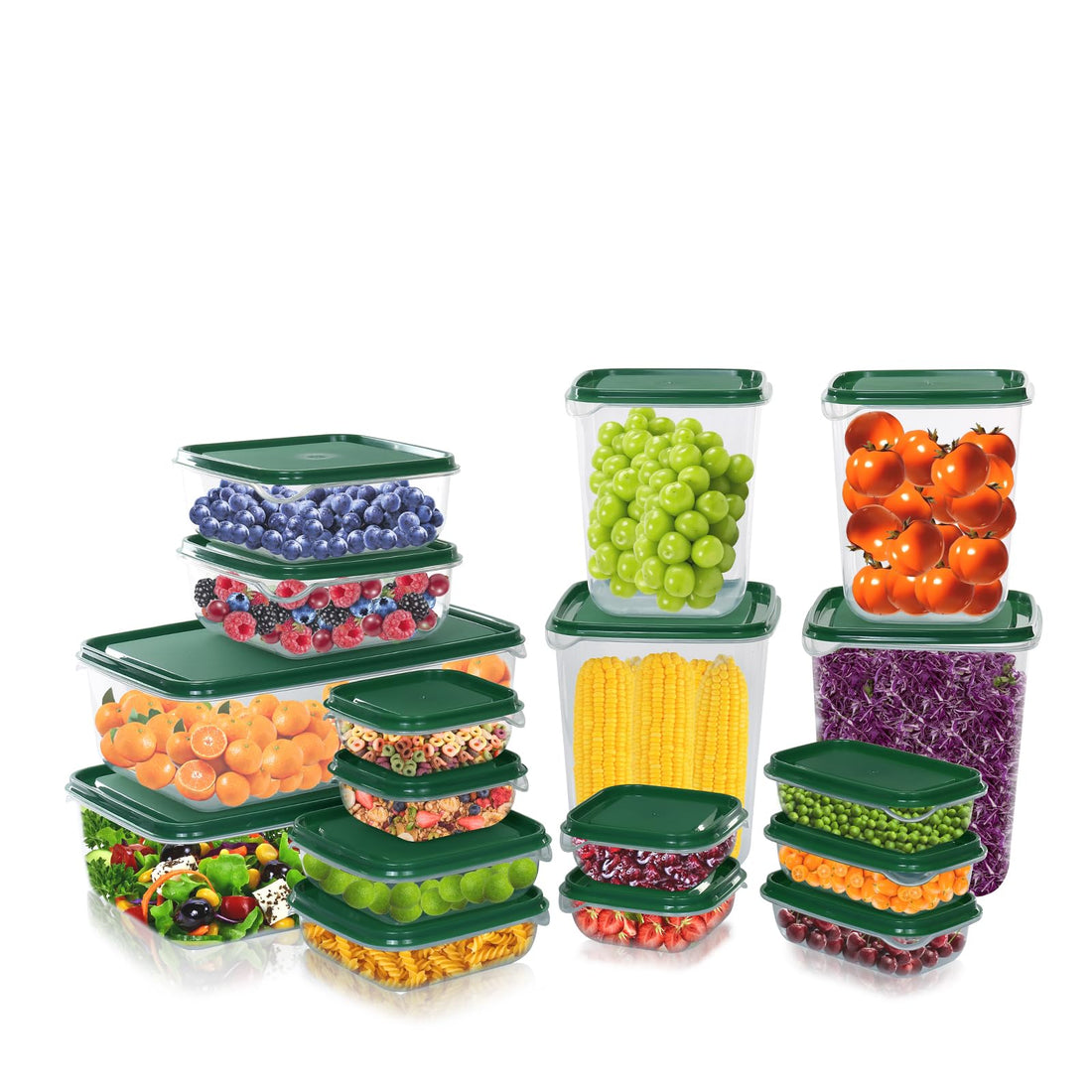 Gucass 17-Piece Food Storage Containers with Lids, Plastic Storage Containers Set, Food Storage Box, Freezer Containers Set, BPA-Free, for Microwave, Freezer Safe