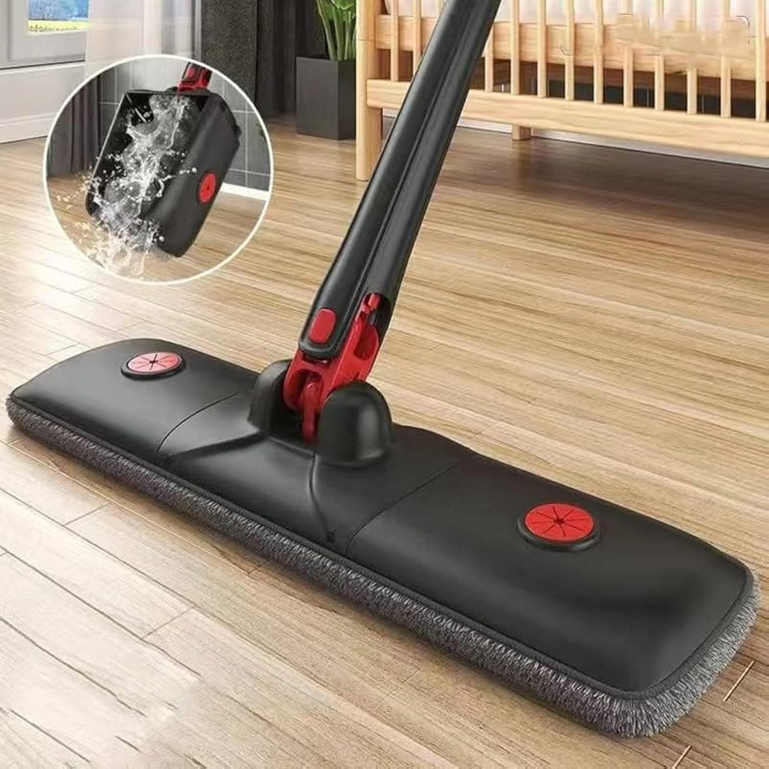 SWOPPLY Flat Standing Microfiber Magic Floor Cleaning, Hands Free Squeeze Mop 360 Degree for Hardwood, Laminate Floor, Stainless-Steel Handle, Bucket Less Mop