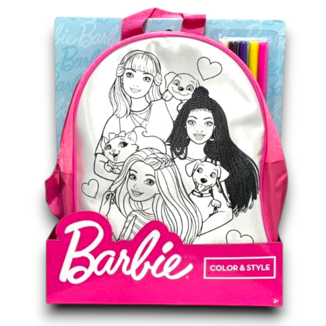 Barbie Color and Style Backpack with Washable Markers Acitivity 5-Pieces Set