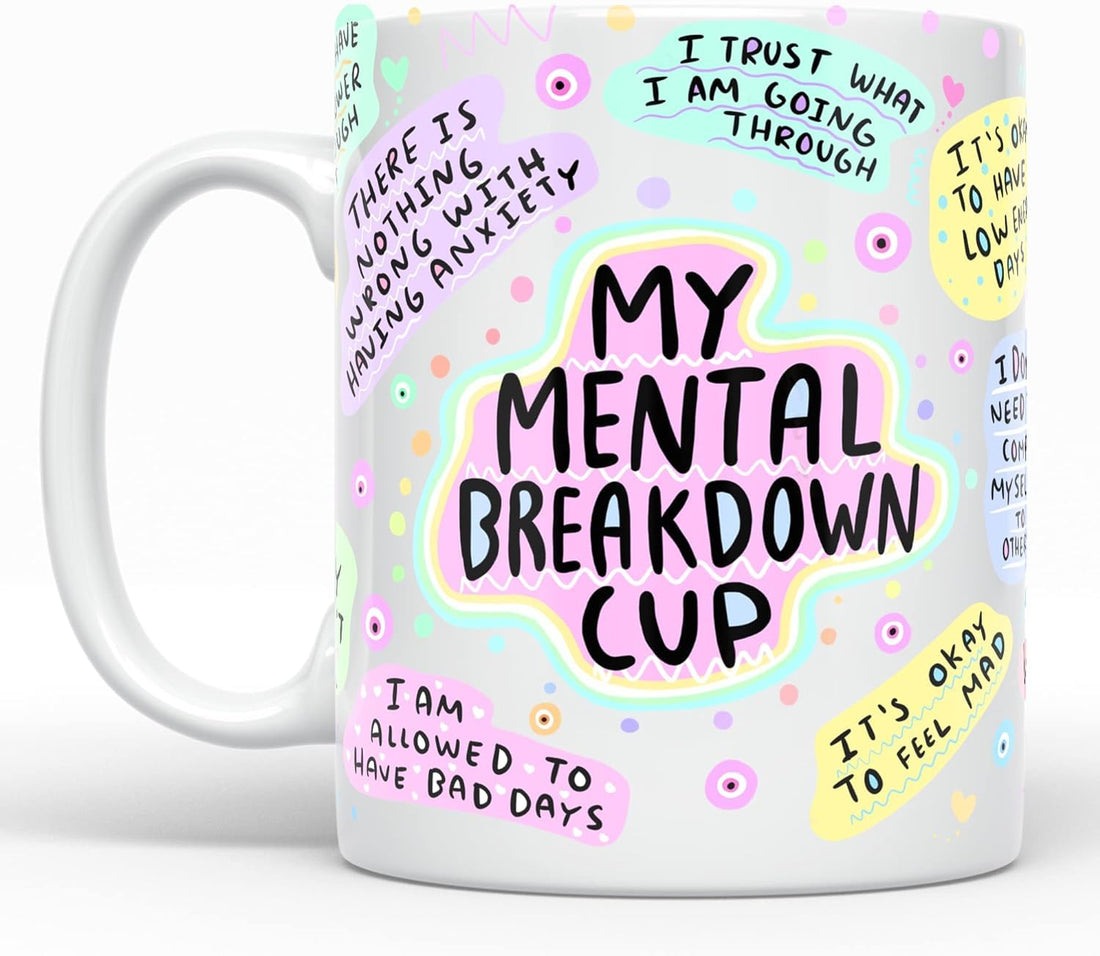 Self-Care Coffee Mug for Women - Start Your Day with Inspiration - 11 Oz Motivational Mug with Daily Affirmations - Novelty Gift for Mental Health Awareness (White Handle)