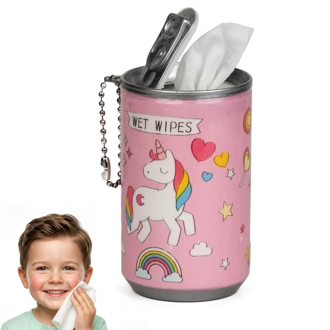 Mini Wet Wipes Tin Shape Mini Portable Wet Wipes Tissue Can for Cleaning Face Body for Kids Women and Men - Pack of 1 Random Colour