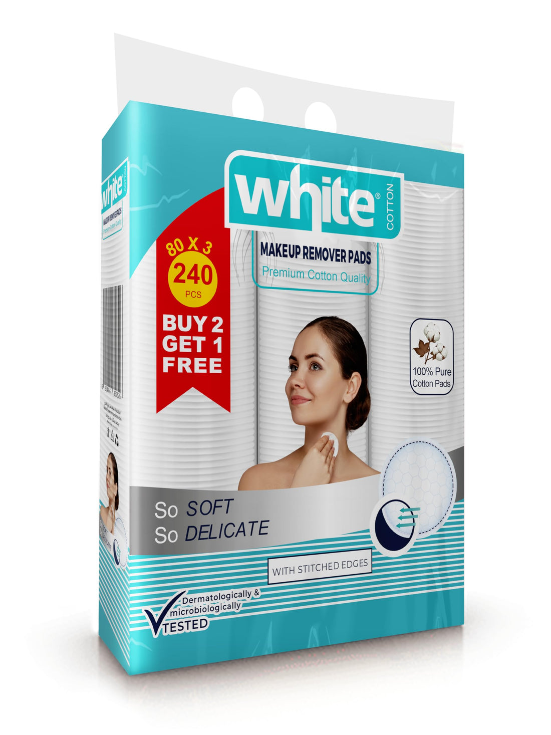 80 round cotton pads 3in1