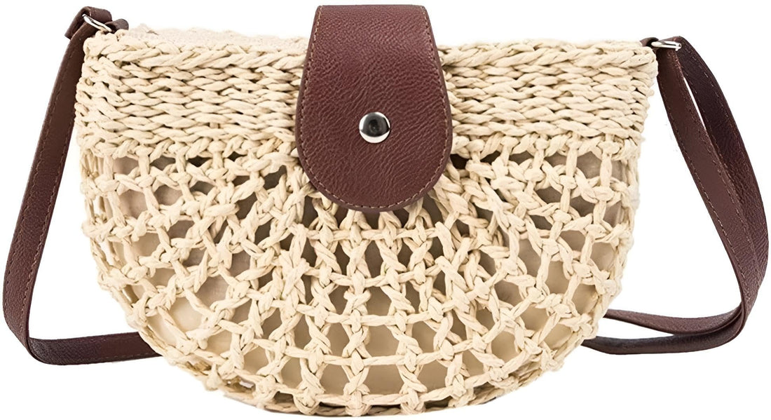 Natural woven top handle shoulder bag, perfect beach accessory for women traveling on vacation or enjoying sunny days in the great outdoors