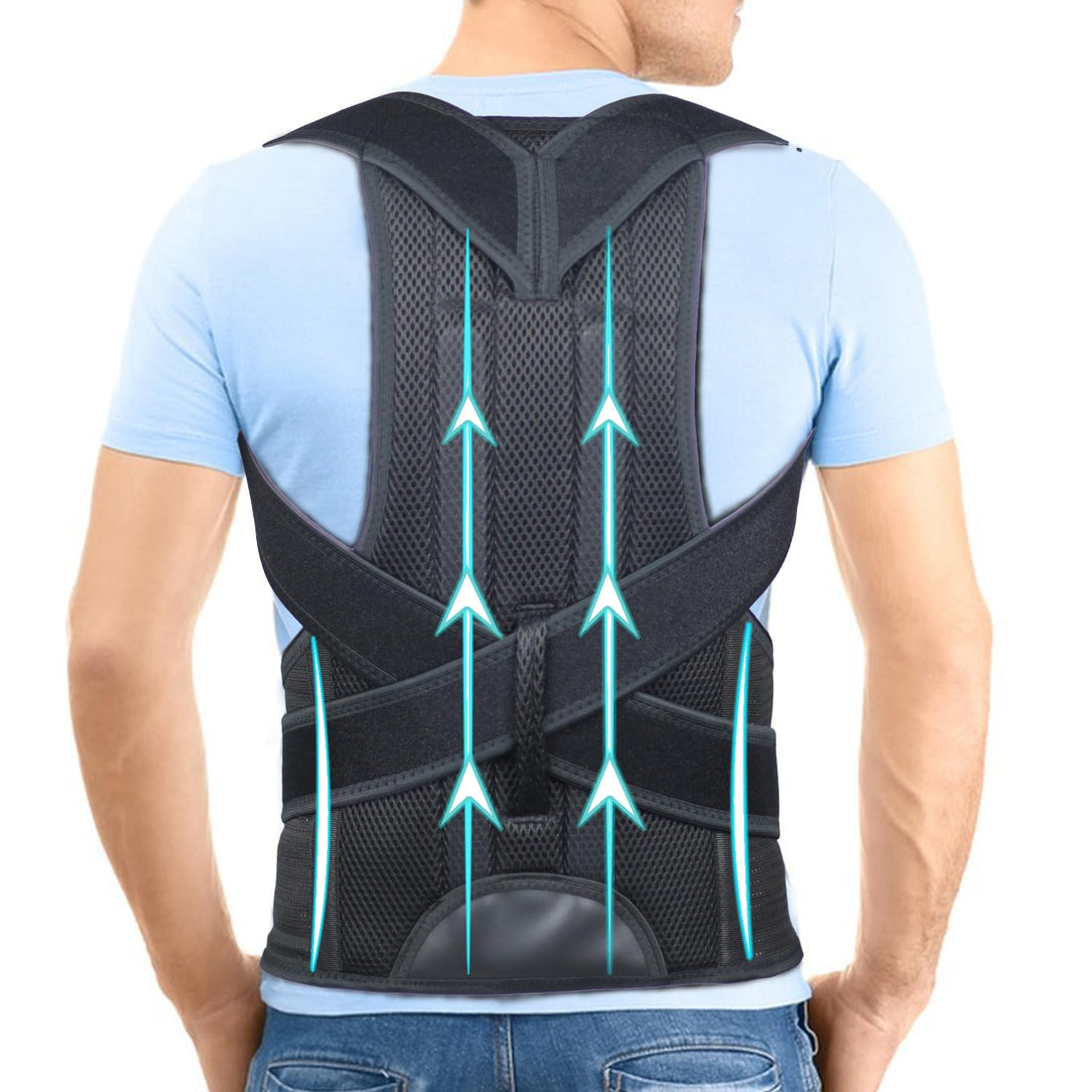 Posture Corrector for Men and Women - Adjustable Back Brace Full Back Support Straightener for Hunchback - Upper and Lower Back Support to Relieve Back, Neck and Shoulder Pain, Medium(29-33 Inches)
