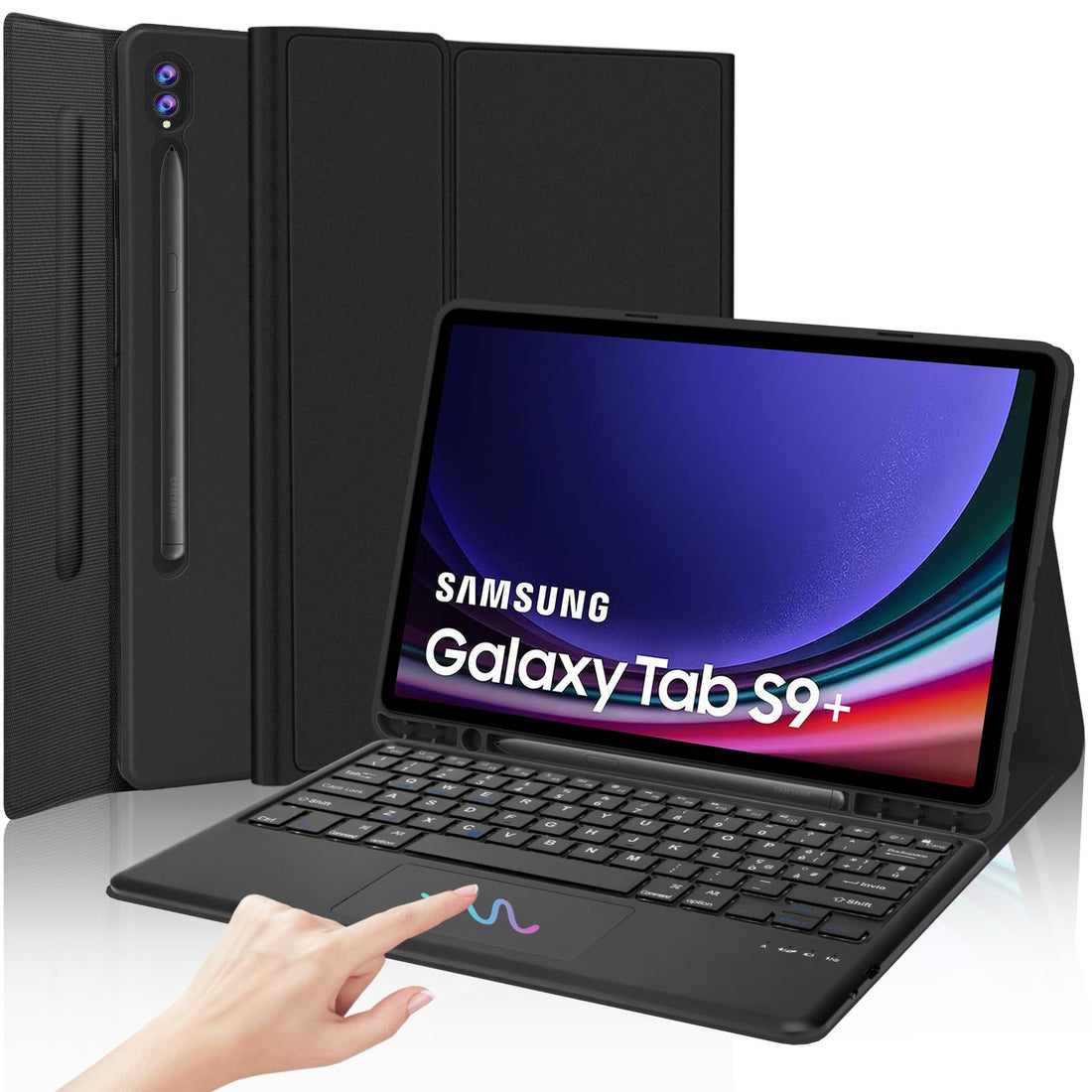 Samsung Galaxy Tab S9 Plus 12.4 Inch 2023 – Bluetooth Keyboard Cover, Removable Italian Keyboard, Black