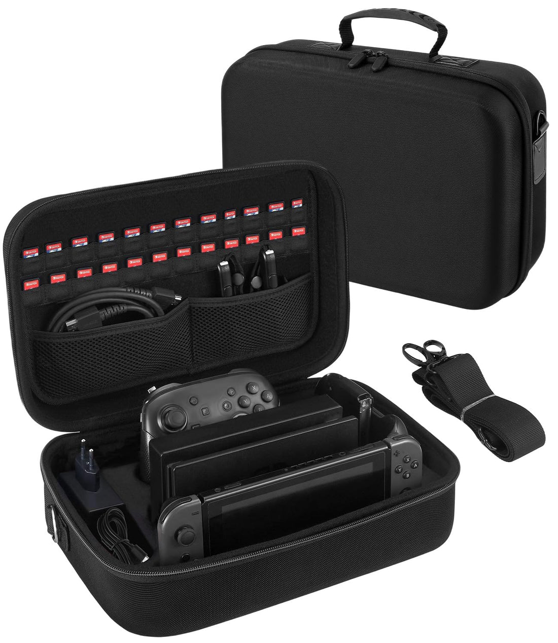 Case for Nintendo Switch 2 Model 2025, Hard Shell Travel Bag with 24 Games, Storage Bag for Nintendo Switch 2 Console and Accessories, Black