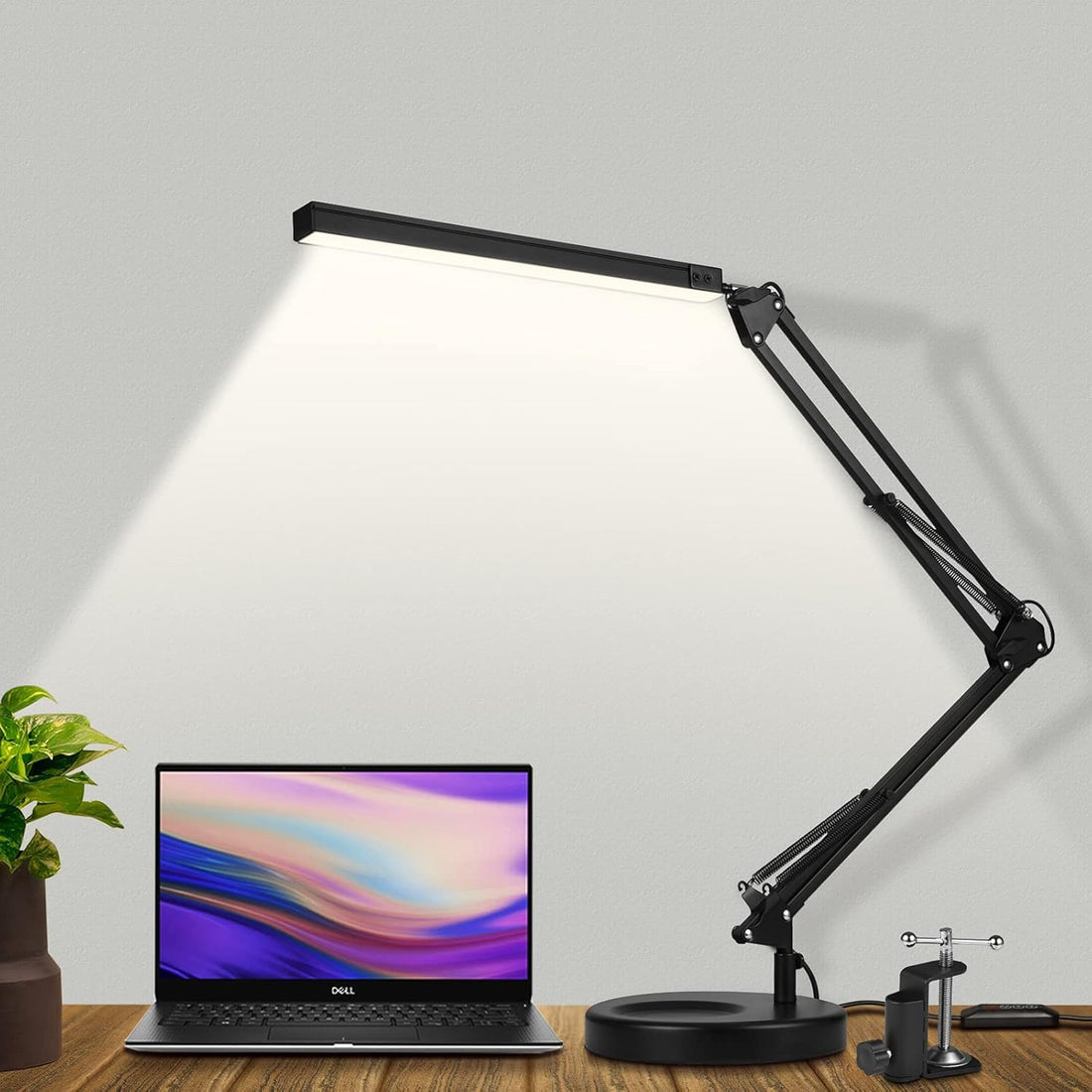 LED Desk Lamp with Eye Care Clip for Work and Study, 3 Level Lighting for Architects, Study, Black