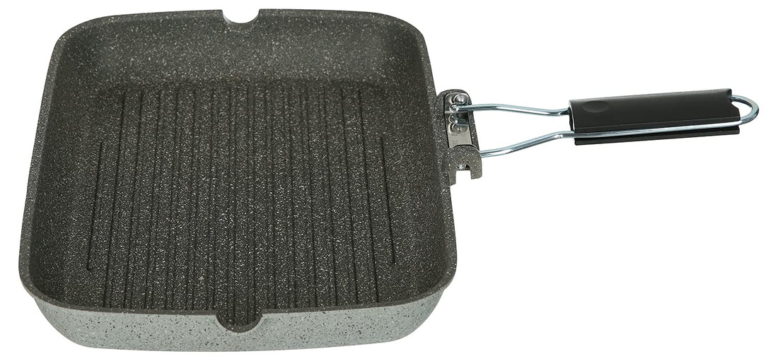Illa italy grill pan with foldable hand, 36x26 cm - grey