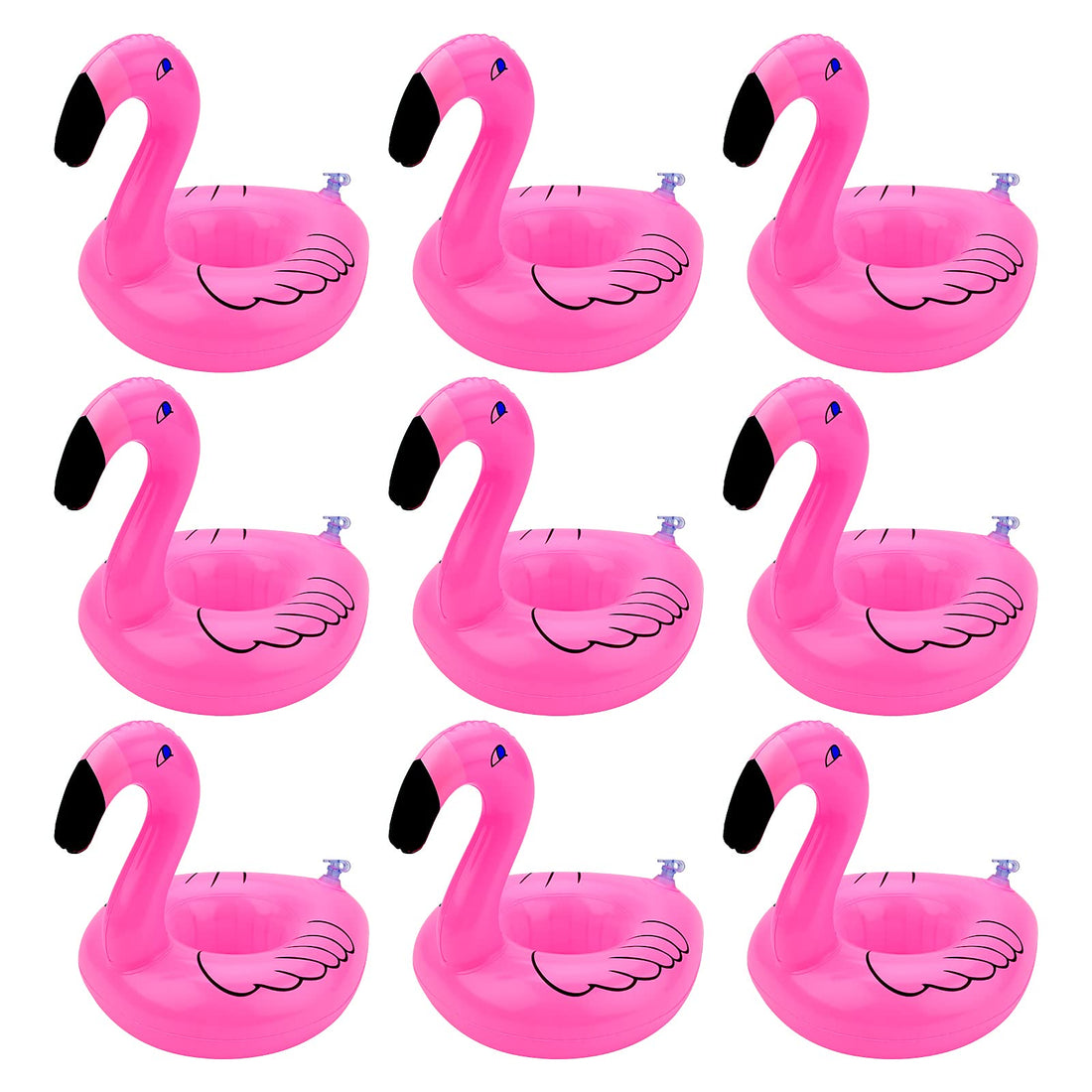 Hileyu Inflatable Drink Holders, Flamingo Cup Holder, Pool Inflatables for Kids Adults, Pool Floats Accessories for Hot Tub Swimming Beach Party Decoration Summer Hawaiian (Set of 9)