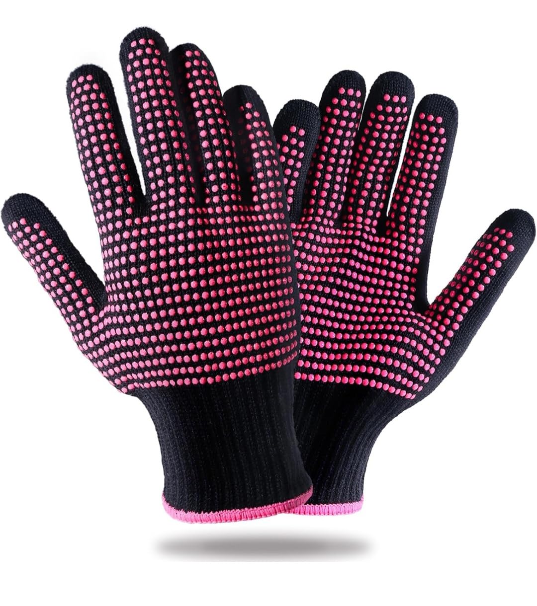 Heat Resistant Gloves for Hair Styling, Curling, Hot Air Brush, Heat Protective Silicone Gloves for Sublimation (Multicolor