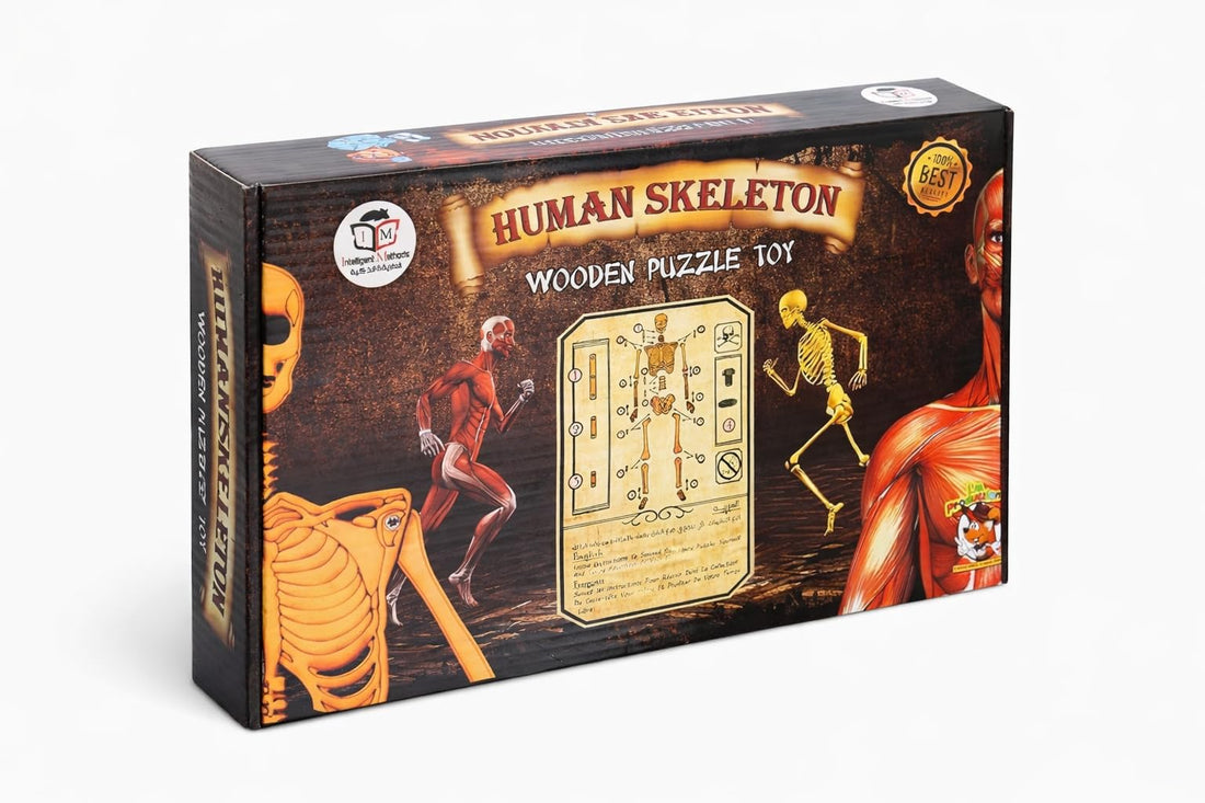 Human Skeleton Wooden Puzzle Toy for Kids & Adults – Educational Anatomy Jigsaw Model, DIY Assembly Kit, Brain Development Learning Toy, Science Gift for Children (6+ Years)