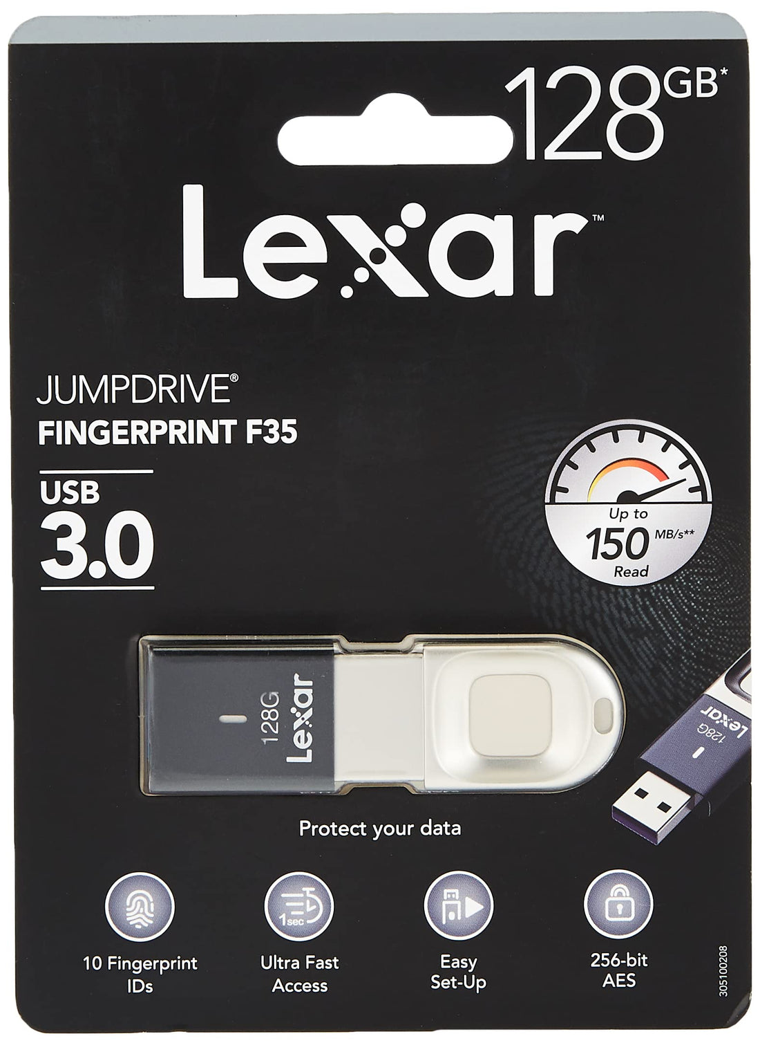 Lexar JumpDrive F35 USB flash drive 128 GB USB TypeA 3.2 Gen 1 (3.1 Gen 1) Black Stainless steel